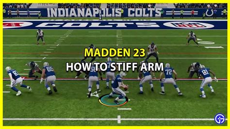 Press the Y button near a defender to hurdle. . How to stiff arm madden 23